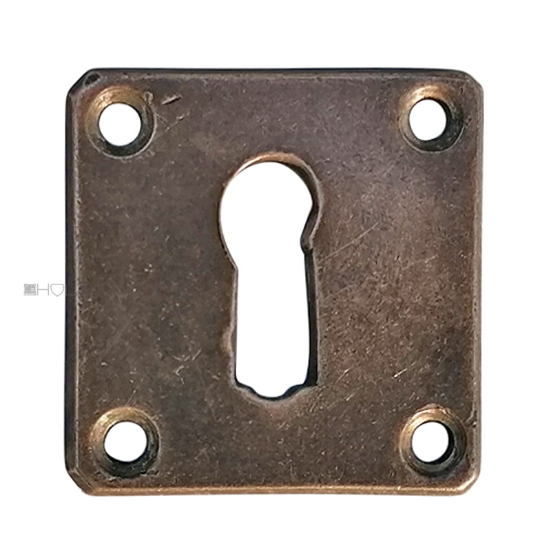 Tür Schlüsselschild Jugendstil Avantgarde alt Quadrat Messingguss 44mm