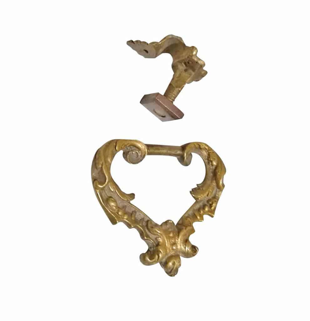 Bronze Möbelgriff antik Schublade Barock feuervergoldet 65 mm