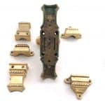 Basquille antik Set Fensterolive Messing mit Führungskoben für Stange 18 mm