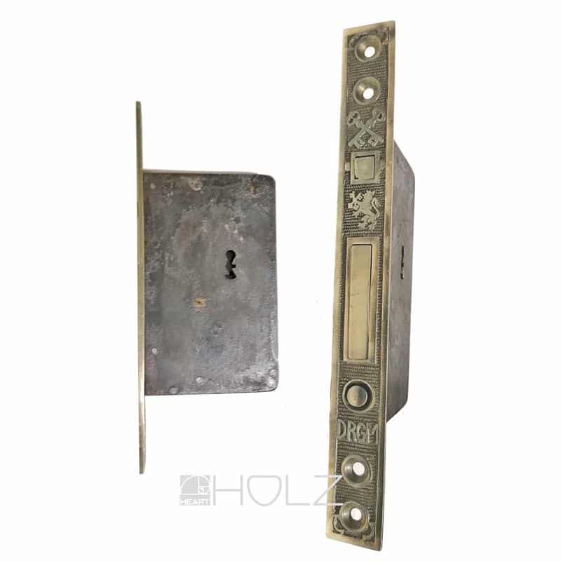 Schiebetür Einsteckschloss antik Messing Riegel Springgriff alt