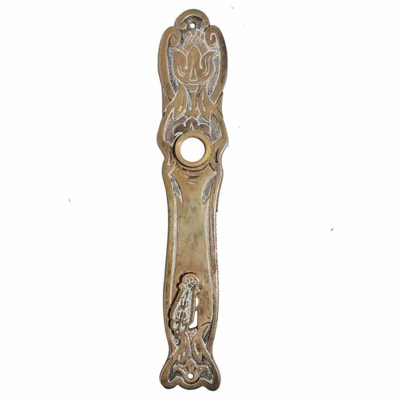 Jugendstil Langschild antik floral Messing alt 17.3mm 102