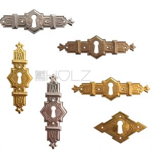 Möbelbeschläge antik Art Deco Messing silber patiniert