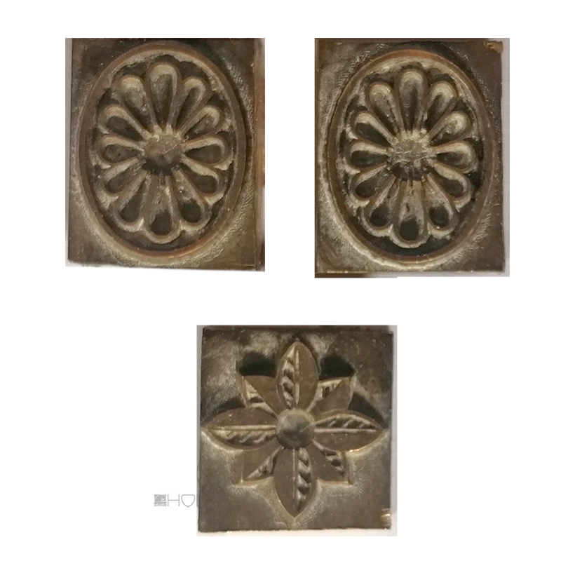 Gießer Prägemuster Blüte Ornament Bronze Steine 2cm