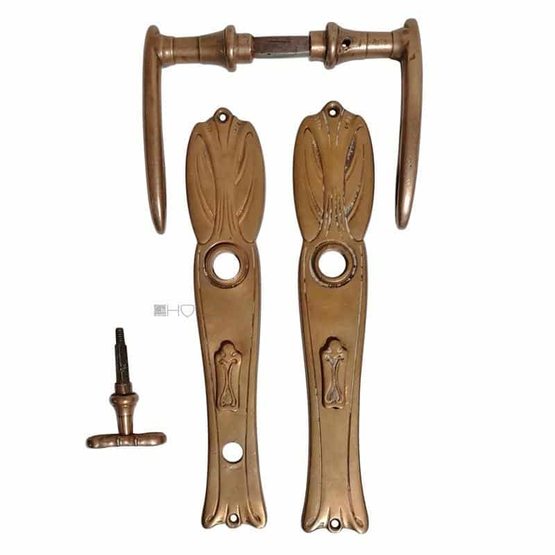 Jugendstil Drückergarnitur floral alt Türdrücker Nachtriegel 10er Vk 68mm Jugendstil Drückergarnitur floral alt Türdrücker Nachtriegel 10er Vk 68mm