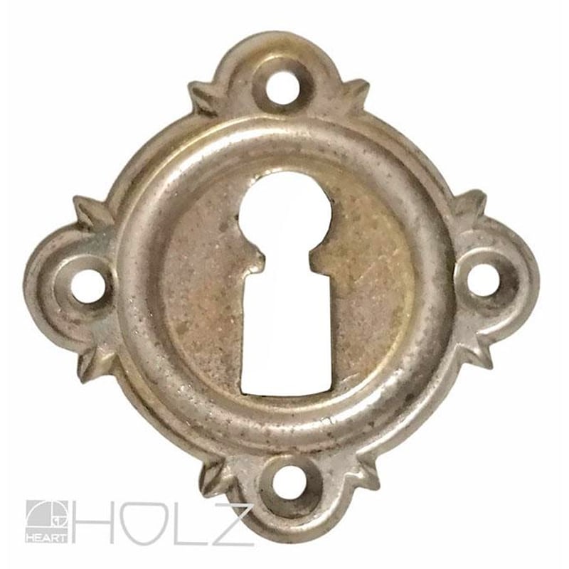 Schlüsselrosette antik Messingblech vernickelt alt Schlüsselschild