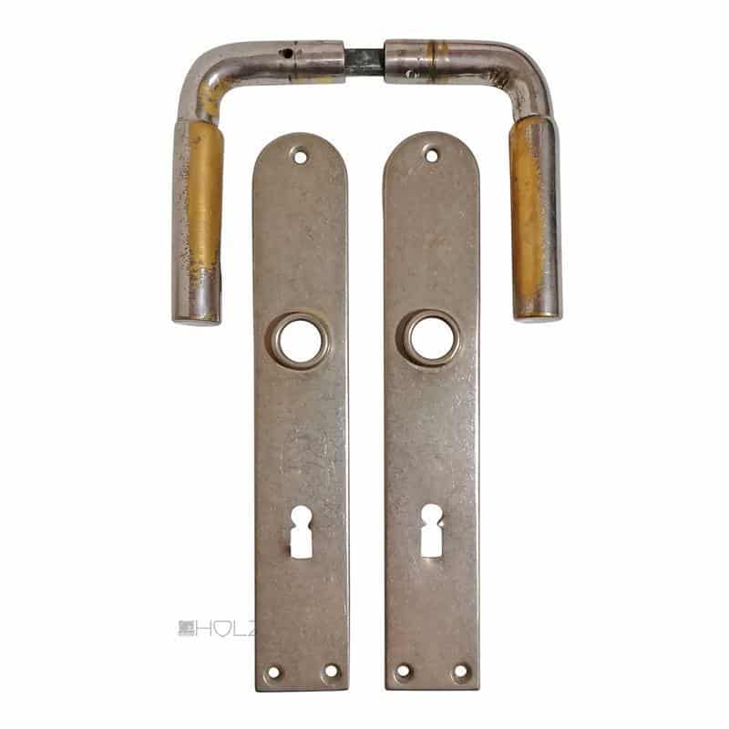 Drückergarnitur Türdrücker Bauhaus Messing vernickelt alt 1920er 72mm Drückergarnitur Türdrücker Bauhaus Messing vernickelt alt 1920er 72mm
