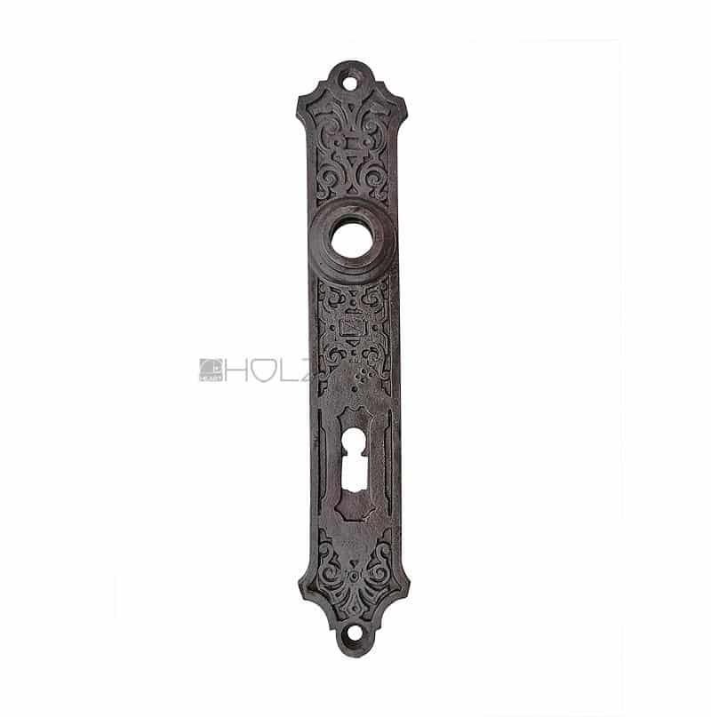Langschild Eisen antik Türdrücker alt Türklinke Gründerzeit 16.2 mm 78