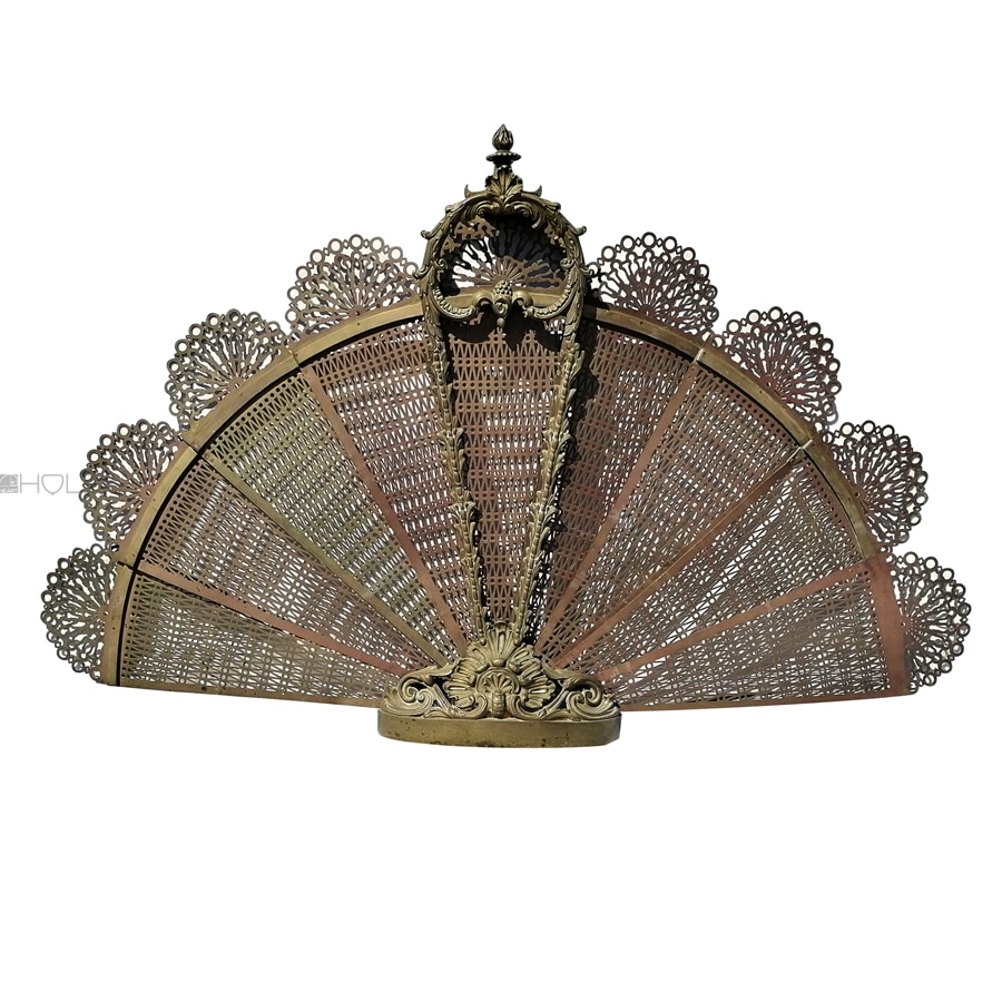 Klappbarer Kaminschutz Kaminfächer Funkenschutz antik alt Bronze 115cm