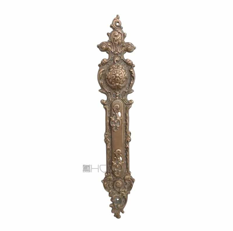 Antik Langschild alt Doppelschloss Blende Neo Barock Messing 58 mm 128
