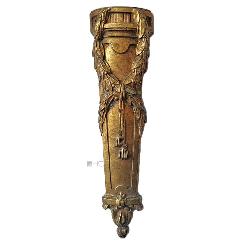 Möbel Bronze feuervergoldet Lorbeer Beschlag antik alt 21cm