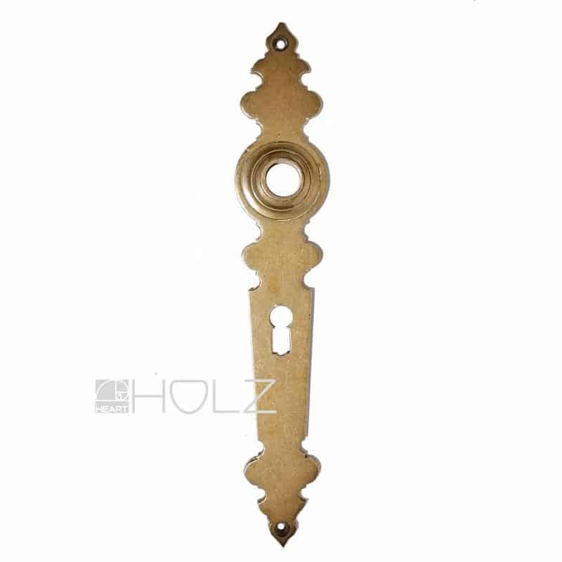 Langschild antik Messing Guss alt Gründerzeit Türdrücker 16.2 mm 78