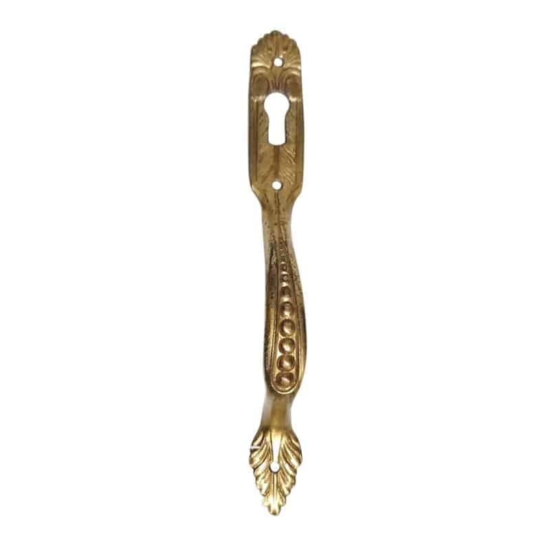 Bronze Möbelgriff antik Schlüsselschild feuervergoldet 15 cm