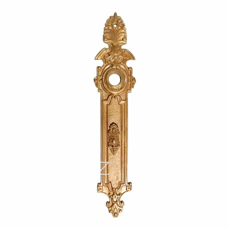 Antik Langschild alt Gründerzeit Türdrücker Schild Palmette 16.3 mm 78