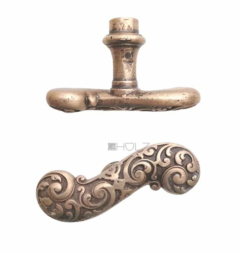 Fensterolive antik Neo Barock Volute Messing alt Fenstergriff