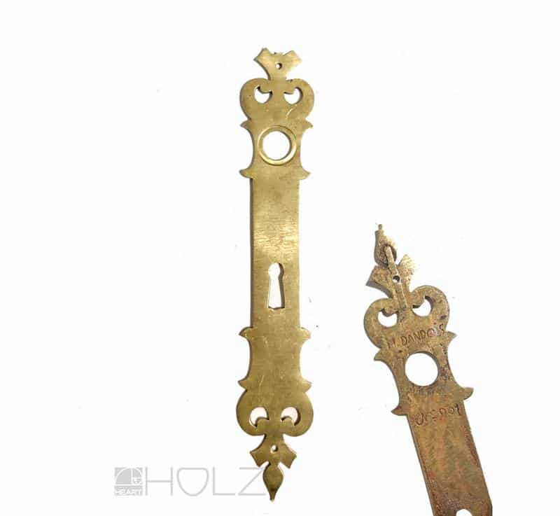 Antik Langschild Türdrücker Frankreich Dandois alt Messing 74 mm Antik Langschild Türdrücker Frankreich Dandois alt Messing 74 mm