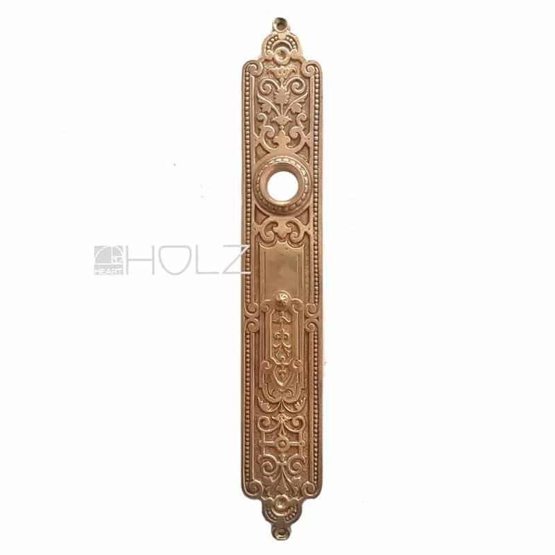 Langschild antik Messing alt Perlen Türdrücker 16.4mm 74