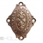 Prächtige Schlüsselrosette antik Messing alt Schlüsselschild Lilie II
