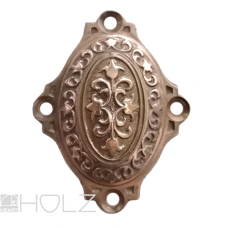 Prächtige Schlüsselrosette antik Messing alt Schlüsselschild Lilie II