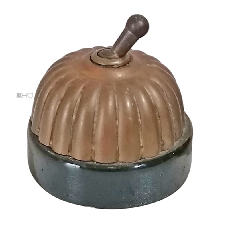 Lichtschalter antik Art Deco Messing Porzellan Kippschalter alt schwarz