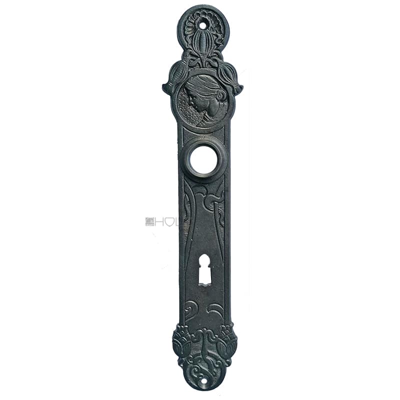 Langschild Jugendstil alt floral Büste Medaillon Eisen 19.3mm 72