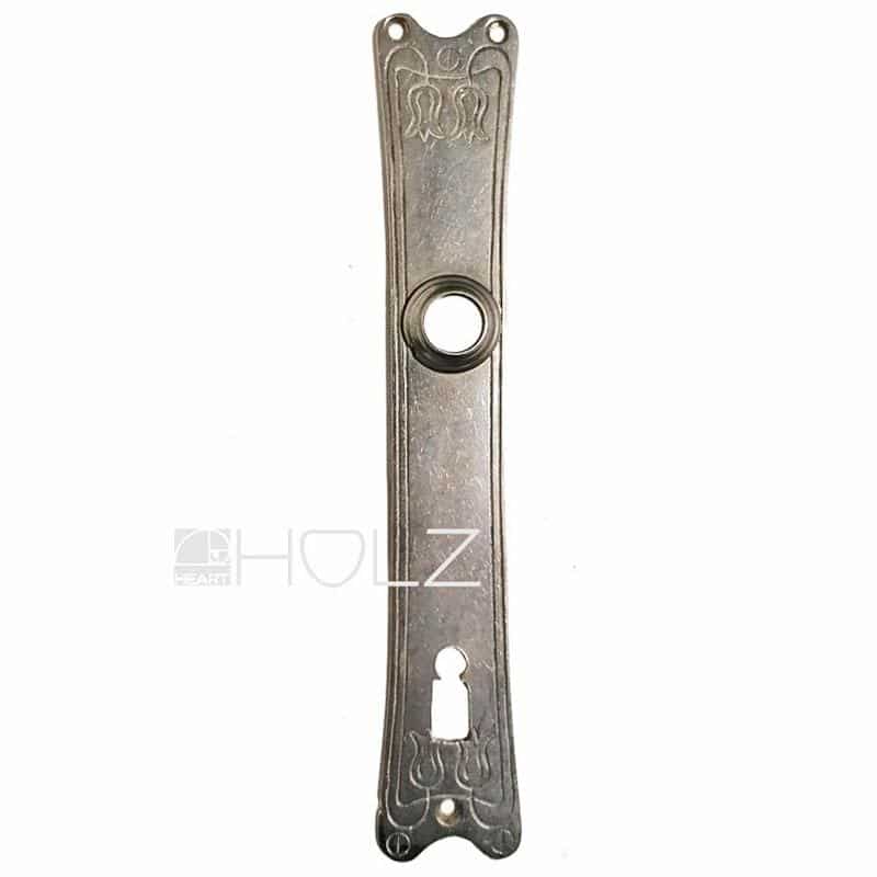 Langschild Jugendstil antik alt Glöckchen vernickelt Türdrücker 15.5mm 92