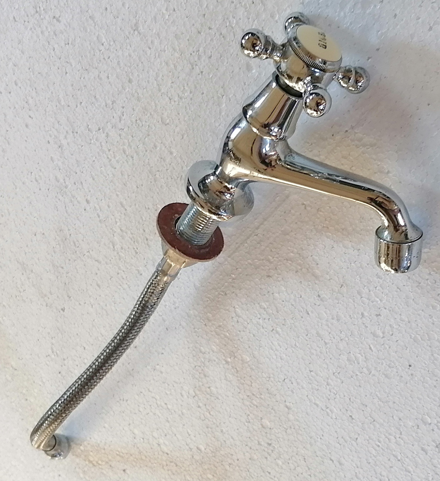 Wasserhahn antik repro chrom Drehgriff Küche Bad 11cm