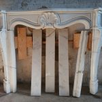 Kamin Marmor alt Muschel antik Umrandung weiß 115x142