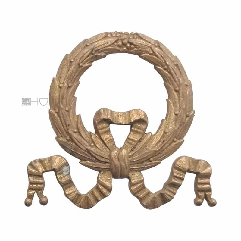 Antik Möbelbeschlag klassizistisch Kranz Bänder Bronze 44mm