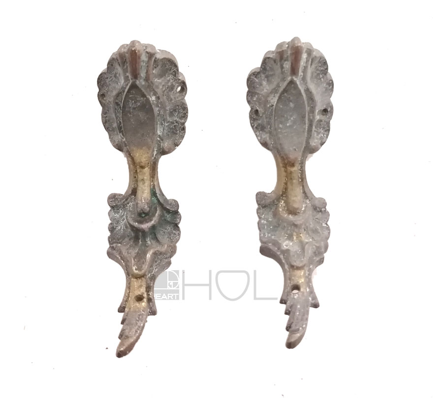 Bronze Möbelbeschlag 2er Set antik feuervergoldet Patina 8cm