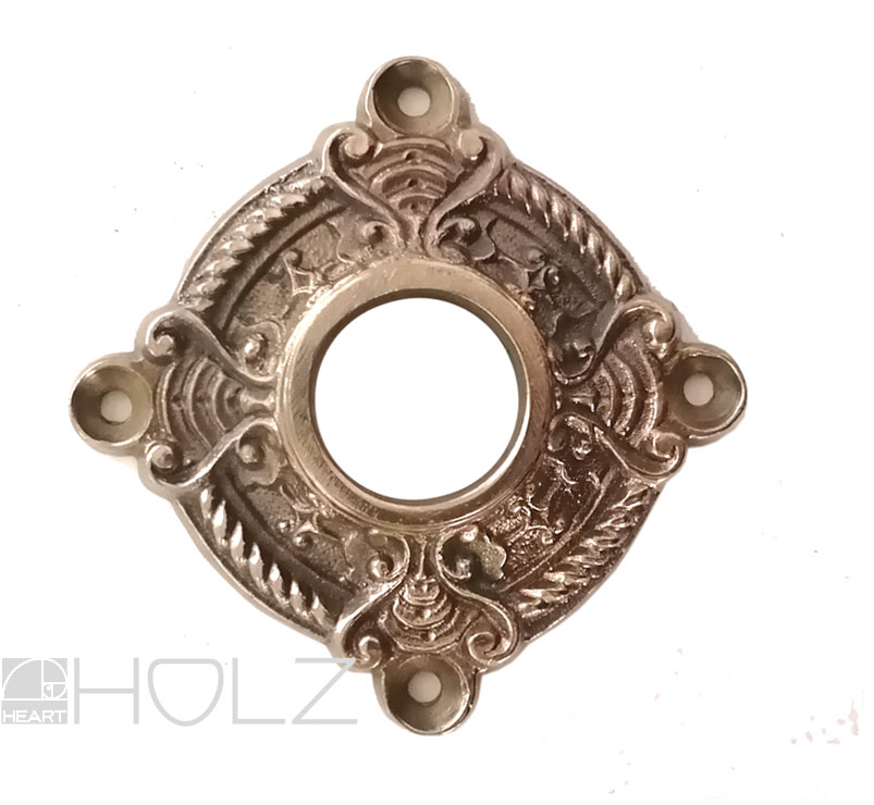 Prächtige Drückerrosette antik Messing Kordel Türdrücker alt 18.7 mm