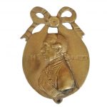 Möbel Bronze Beschlag antik Medaillon Schleife Büste 9cm