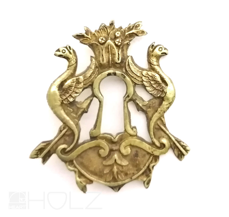 Bronze antik Schlüsselschild feuervergoldet Schlüsselrosette Greif alt