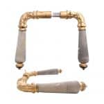 Drückerpaar antik alt Türgriffe Neo Barock Messing Horn Türdrücker 8er Vk