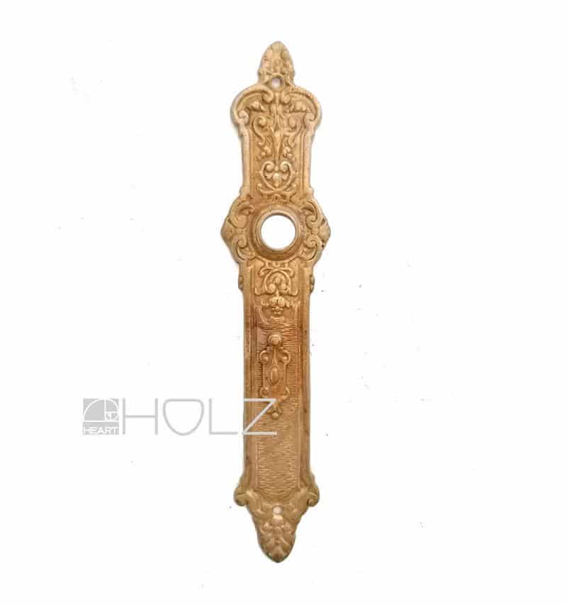 Gründerzeit Langschild antik Messing Türdrücker alt 17.7 mm 68
