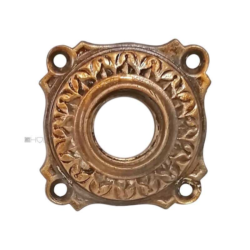 Drückerrosette antik Blattkranz Messing alt Türklinke 16.3mm