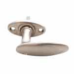 Halbolive Bauhaus lanzettig alt Messing vernickelt silber Art Deco antik 42mm