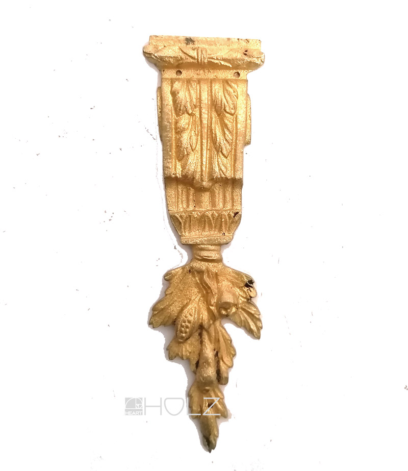 Bronze feuervergoldet Möbel Beschlag antik Blattwerk Applikation 14cm