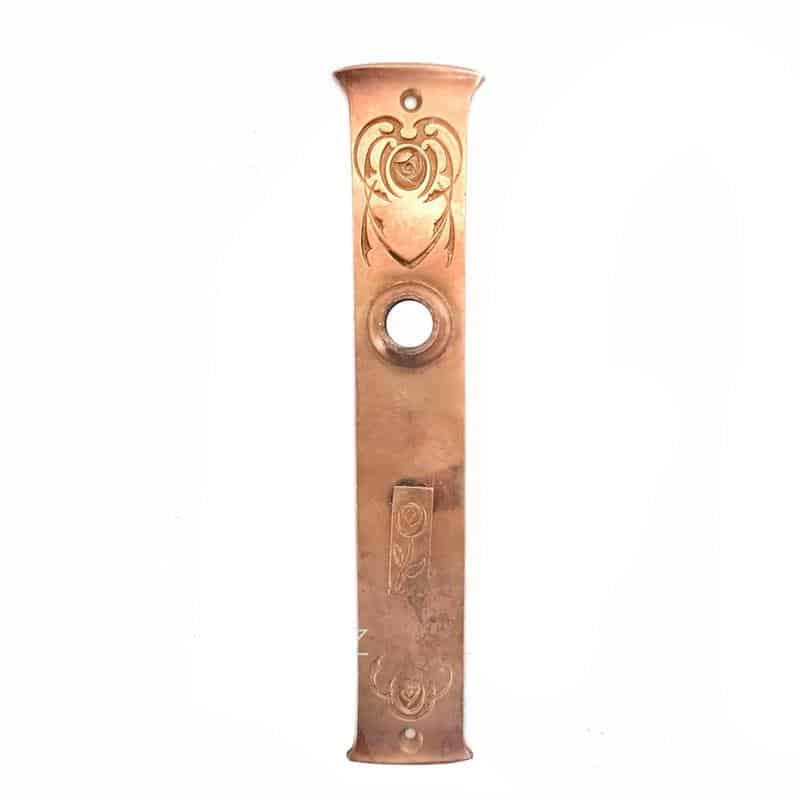 Jugendstil Langschild antik alt floral Rosen Messing 16.3mm 78