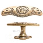 Jugendstil Fenstergriff antik Seerose Fensterolive Messing alt 42mm