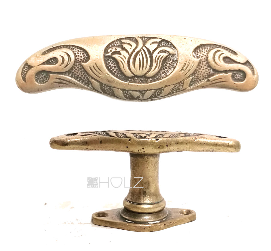 Jugendstil Fenstergriff antik Seerose Fensterolive Messing alt 42mm Jugendstil Fenstergriff antik Seerose Fensterolive Messing alt 42mm
