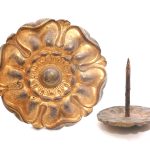 Bronze Rosette antik feuervergoldet Seerose Zierrosette Kranz Schmuck alt 5.5 cm