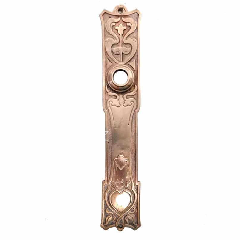 Langschild Jugendstil alt floral antik Lilie Nachtriegel 18.6mm 78 mm