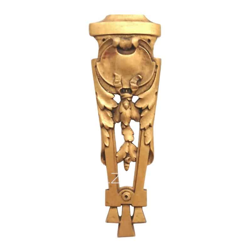 Bronzebeschlag feuervergoldet Möbel Beschlag antik Blattwerk alt 15cm