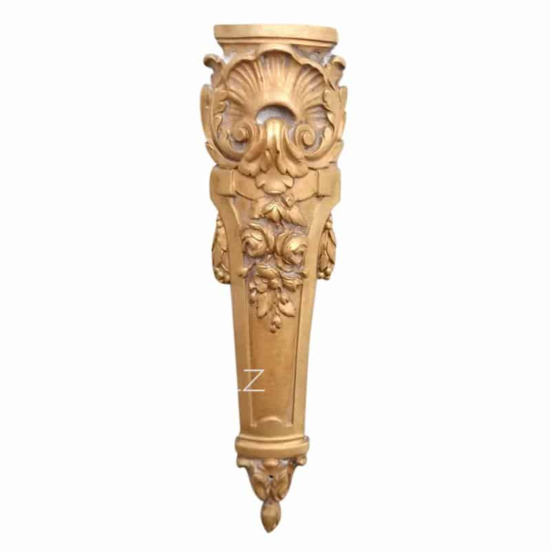 Bronzebeschlag feuervergoldet Möbel Beschlag antik Muschel Rosen alt 21cm