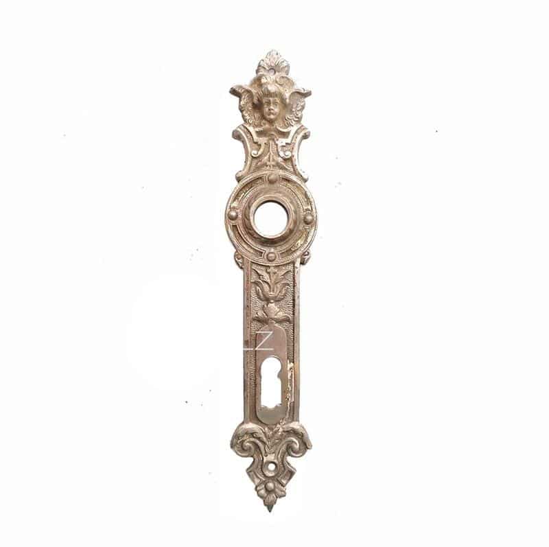 Engel Langschild antik Messing vernickelt alt Türdrücker 17 mm 72 Engel Langschild antik Messing vernickelt alt Türdrücker 17 mm 72