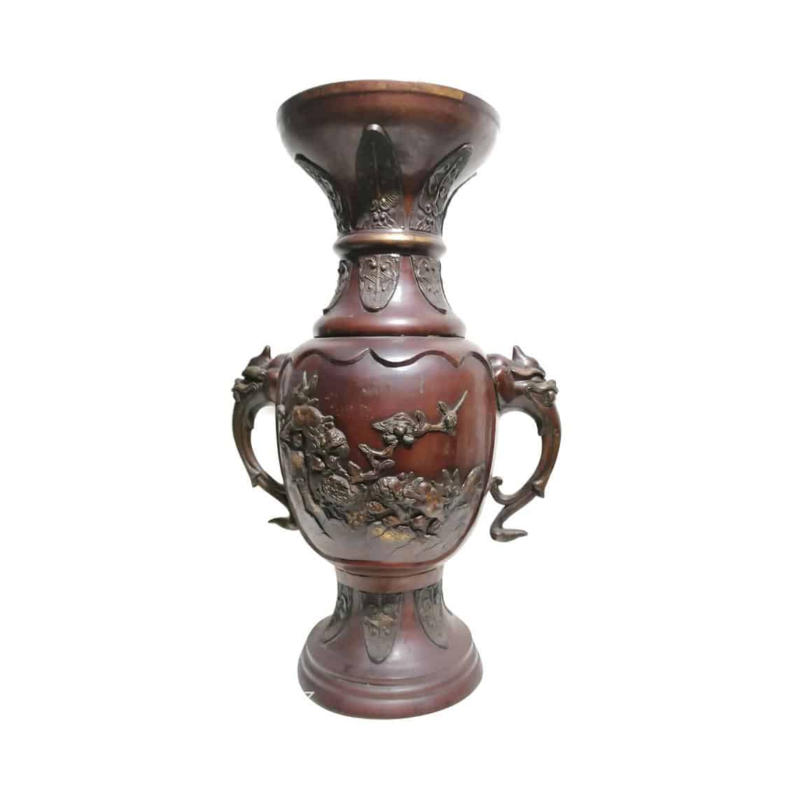 Großes Bronze Räuchergefäß Vase Meiji Japan Asiatika antik alt 61cm
