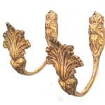 Paar Raffhalter antik alt Bronze feuervergoldet Vorhang Halter Haken Palmette
