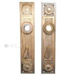 Große Jugendstil Langschilder antik Messing vernickelt alt 21 mm 105