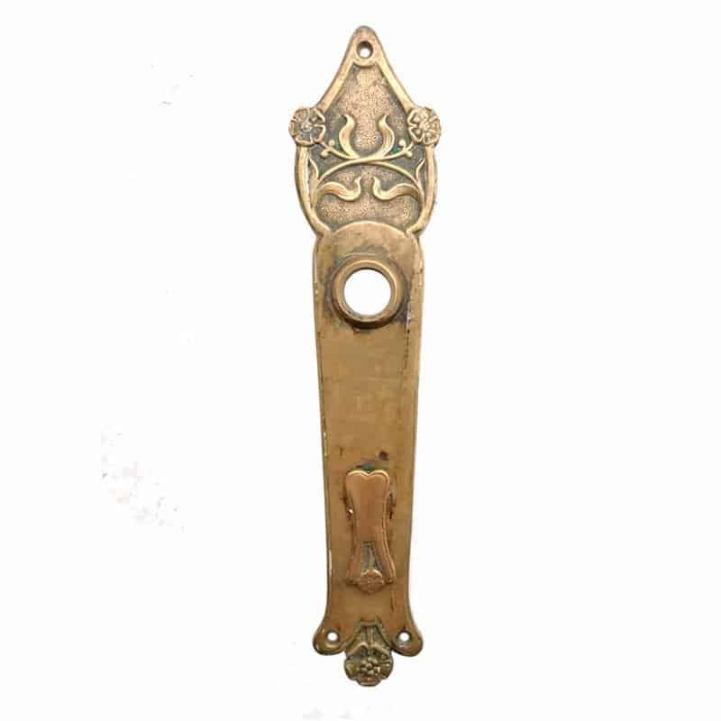Langschild Jugendstil floral Mohn Türdrücker alt 16.9mm 83