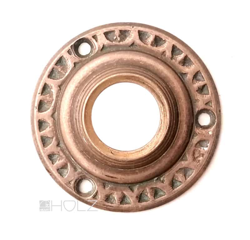 Rosette antik alt Messing Zahnreihe Kranz Dreipunkt Türdrücker Gründerzeit 15.6 mm